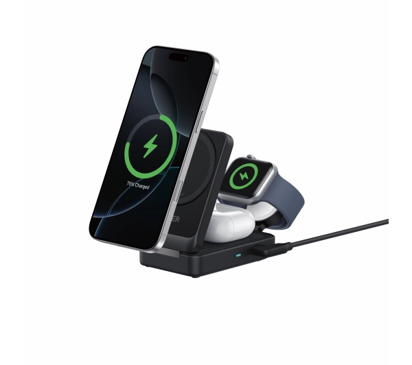 Anker MagGo 3w1 (B2557312) iPhone Apple Watch AirPods 15W Qi2 Czarna - Kup na Raty - RRSO 0%