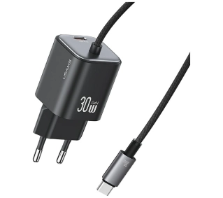 USAMS JC Series CC264 30W GaN Mini Fast Charger 2x USB-C Czarny