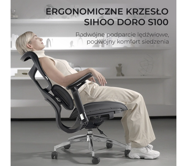 Sihoo Doro S100 Biurowy do 150kg Tkanina Czarny - Kup na Raty - RRSO 0%