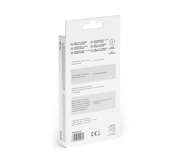 Savio AK-83 USB-A - RJ-45 Gigabit Ethernet 