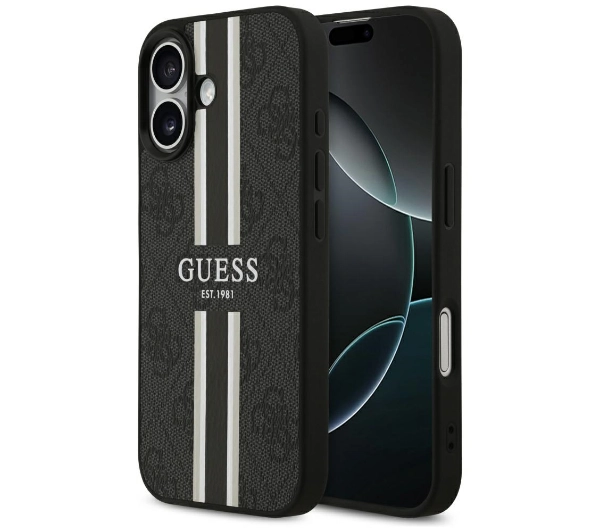 Etui GUESS 4G Printed Stripes MagSafe do Apple iPhone 17 Czarny