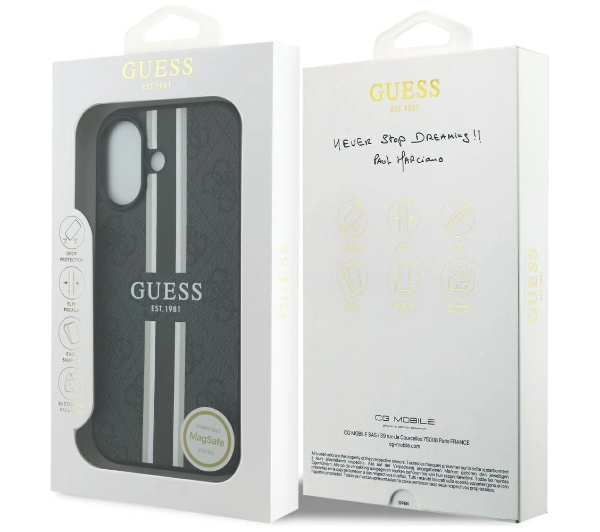 Guess 4G Printed Stripes MagSafe do iPhone 17 Czarny