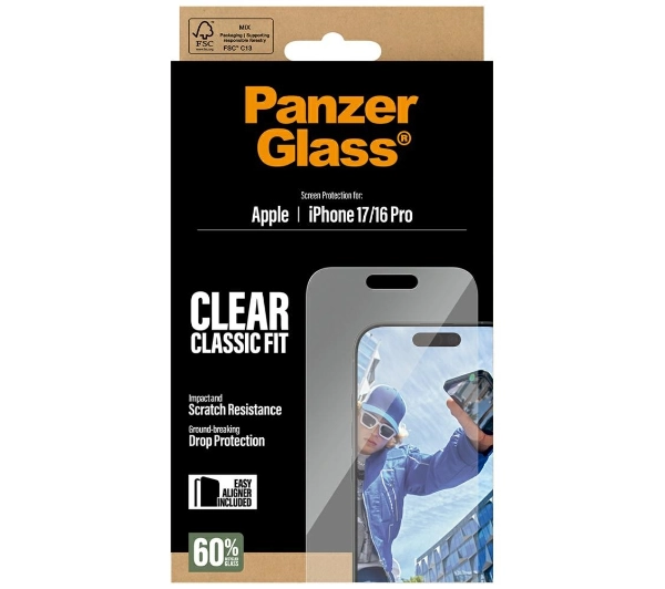 PanzerGlass Classic Fit EasyAligner do iPhone 17 / 16 Pro