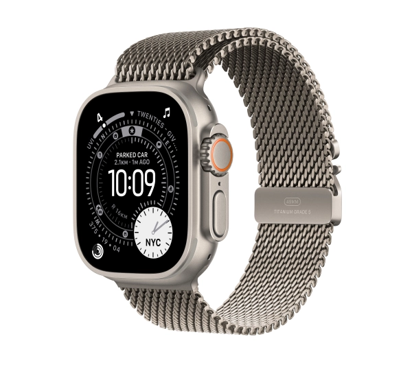 Apple Watch Ultra 3 GPS + Cellular koperta z natural tytanu Szary 49mm Bransoleta mediolańska z natural tytanu Rozmiar M
