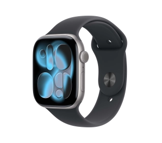 Apple Watch Series 11 GPS + Cellular 42mm z aluminium Gwiezdna szarość Pasek sportowy Czarny M/L - Kup na Raty - RRSO 0%