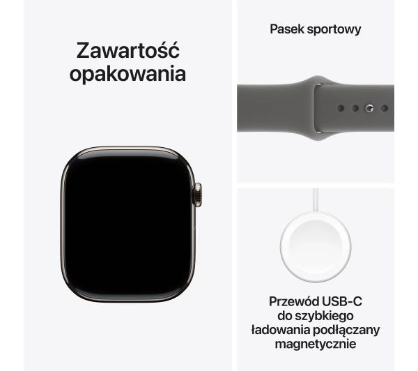 Apple Watch Series 11 GPS + Cellular 46mm Tytan Naturalny Pasek sportowy Górska szarość S/M - Kup na Raty - RRSO 0%