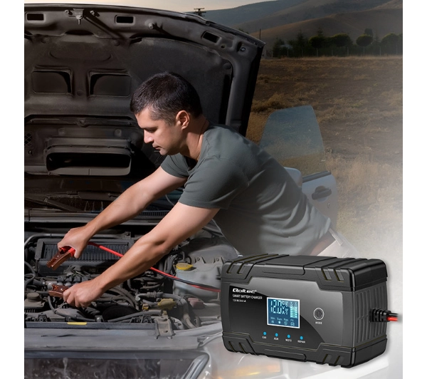 Qoltec 52490 Inteligentna mikroprocesorowa 12V 8A / 24V 4A  Prostownik z funkcją naprawy do akumulatora AGM GEL