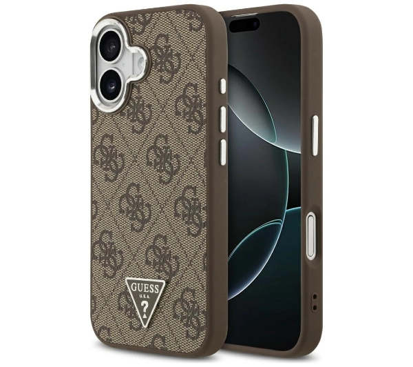 Etui GUESS 4G Triangle Logo MagSafe do Apple iPhone 17 Brązowo-srebrny