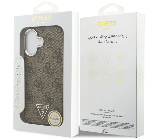 Guess 4G Triangle Logo MagSafe do iPhone 17 brązowy srebrny