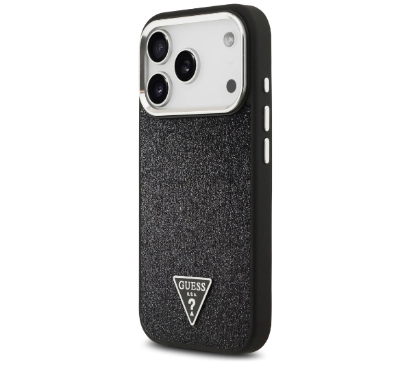 Guess Glitter Triangle Logo MagSafe do iPhone 17 Pro czarny