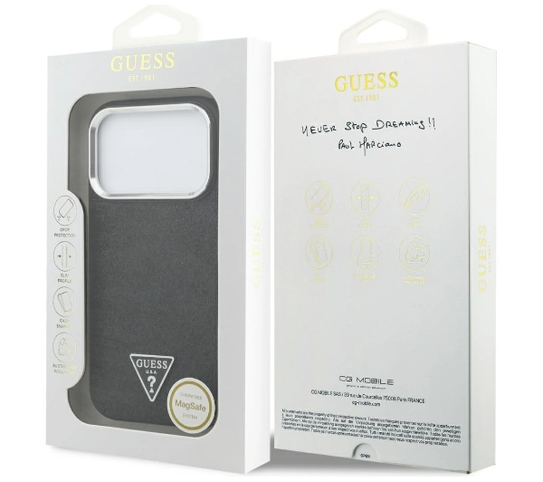 Guess Glitter Triangle Logo MagSafe do iPhone 17 Pro czarny