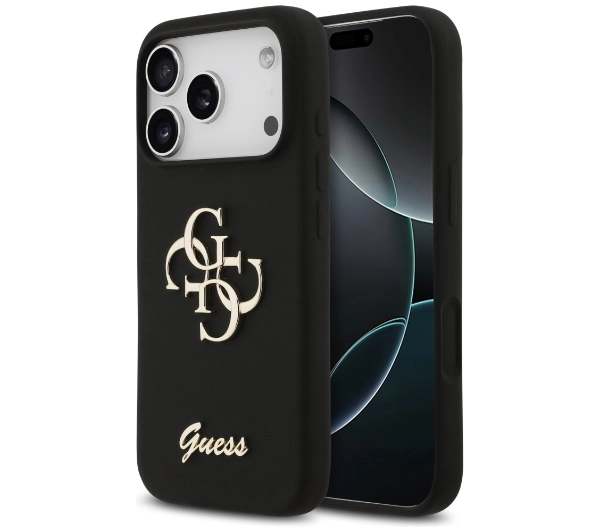 Guess Silicone Big 4G Script do iPhone 17 Pro Czarny