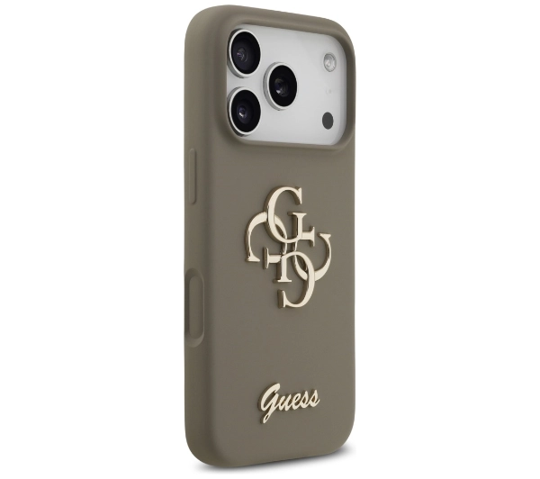 Guess Silicone Big 4G Script do iPhone 17 Pro brązowy