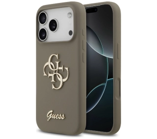 Guess Silicone Big 4G Script do iPhone 17 Pro brązowy