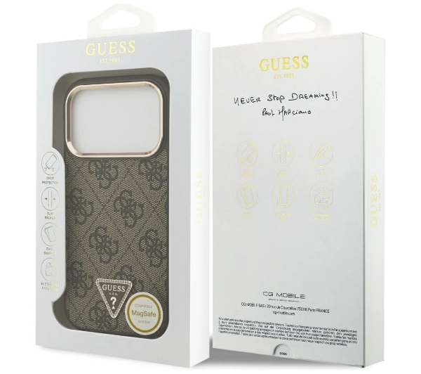 Guess 4G Triangle Logo MagSafe do iPhone 17 Pro brązowy złoty
