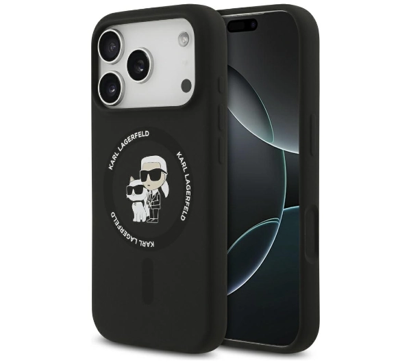 Karl Lagerfeld Silicone Karl&Choupette Ring MagSafe do iPhone 17 Pro Max Czarny