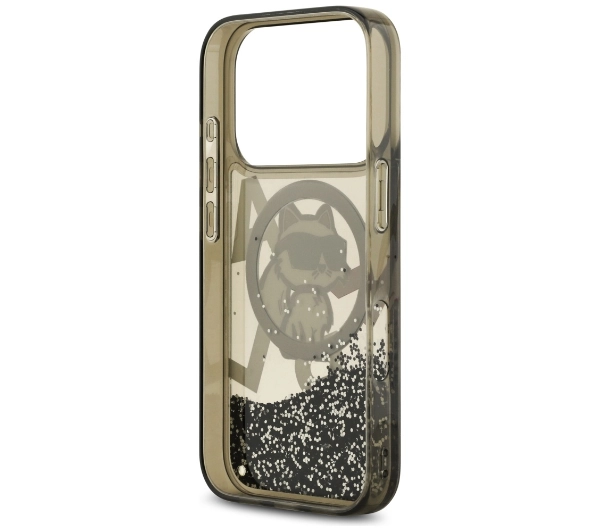 Karl Lagerfeld Liquid Glitter Choupette Logo MagSafe do iPhone 17 Pro Czarny