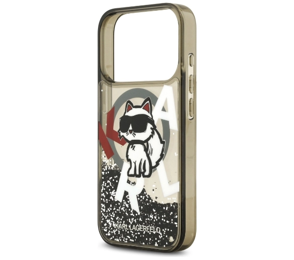 Karl Lagerfeld Liquid Glitter Choupette Logo MagSafe do iPhone 17 Pro Czarny