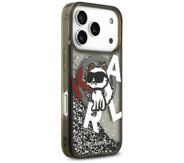 Karl Lagerfeld Liquid Glitter Choupette Logo MagSafe do iPhone 17 Pro Czarny