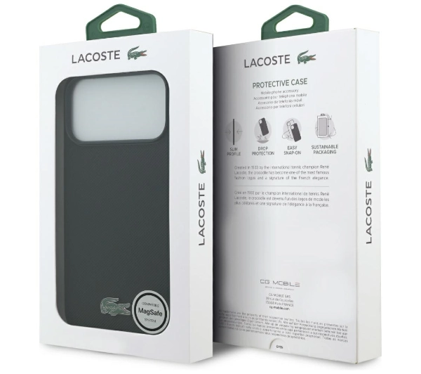 Lacoste Petit Pique Lacquer Logo MagSafe do iPhone 17 Pro Max czarny