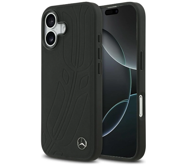 Mercedes-Benz Leather Large Laurel Leave MagSafe do iPhone 17 czarny