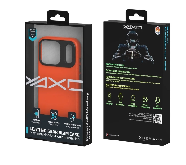 Yaxo Leather Gear Slim Case MagSafe do iPhone 17 Pro Pomarańczowy