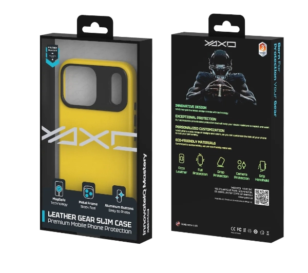 Yaxo Leather Gear Slim Case MagSafe do iPhone 17 Pro Max Żółty