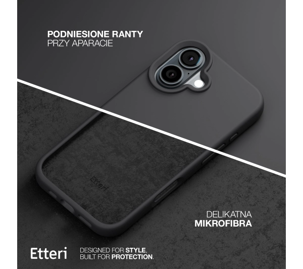 Etteri Silicone Case do iPhone 16 Plus Czarny