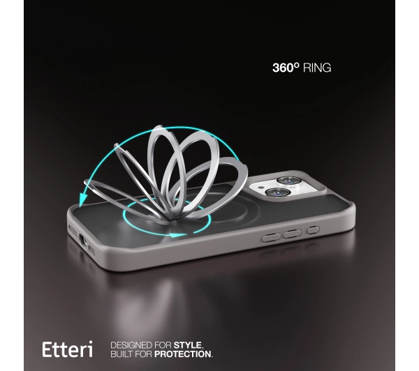 Etteri Matt Mag Ring do iPhone 15 Szary