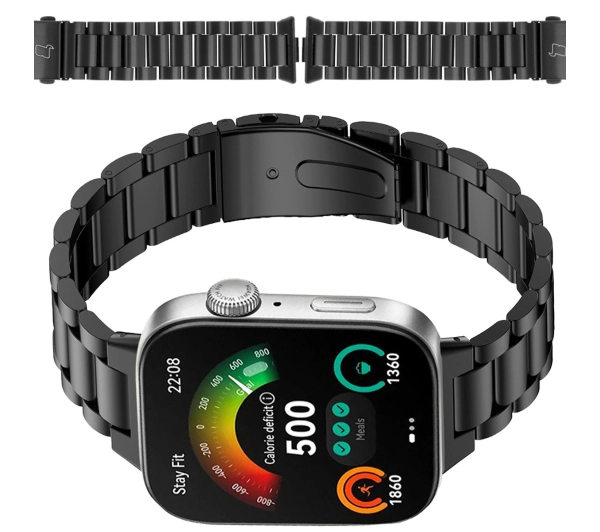 Bizon ze stali nierdzewnej do Huawei Watch Fit 4 / Huawei Watch Fit 4 Pro / Huawei Watch Fit 3 czarny