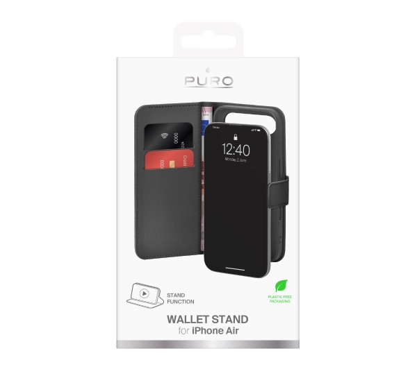 Puro Wallet Stand do iPhone Air Czarny