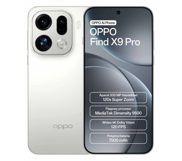 OPPO Find X9 Pro 16/512GB AI 6,78" 120Hz 50Mpix Biały