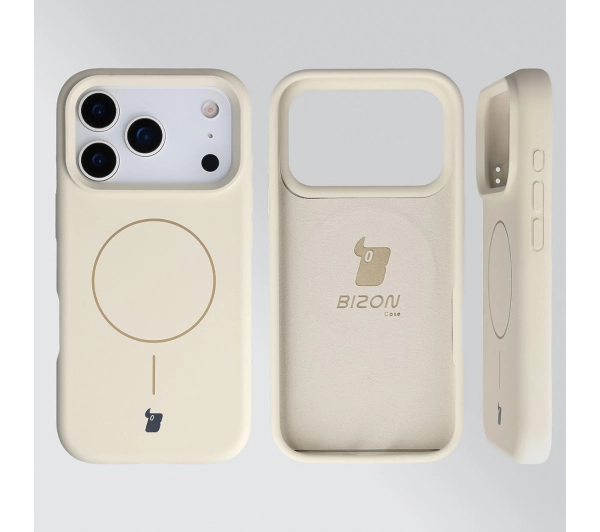 Bizon Silikonowe Soft  z MagSafe do Apple iPhone 17 Pro Ecru