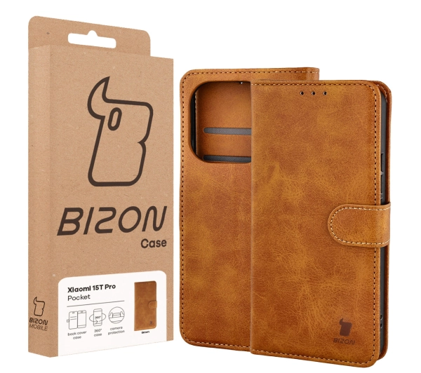 Bizon z klapką Pocket do Xiaomi 15T Pro Brązowy