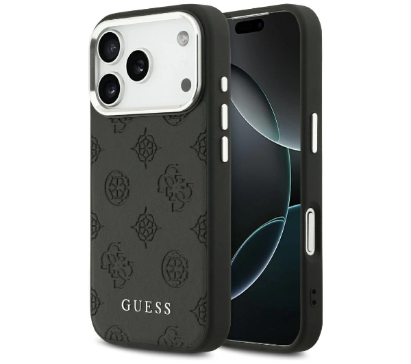 Guess Peony Hot Stamp Script MagSafe do iPhone 17 Pro Czarny