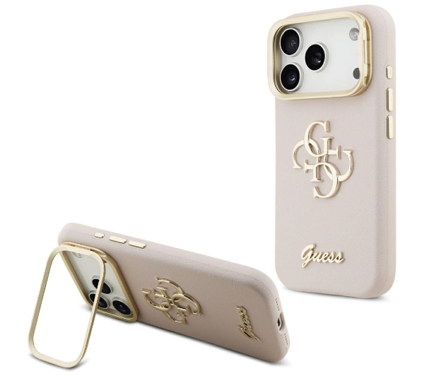 Guess Grained Big 4G & Stand Camera do iPhone 17 Pro Różowy