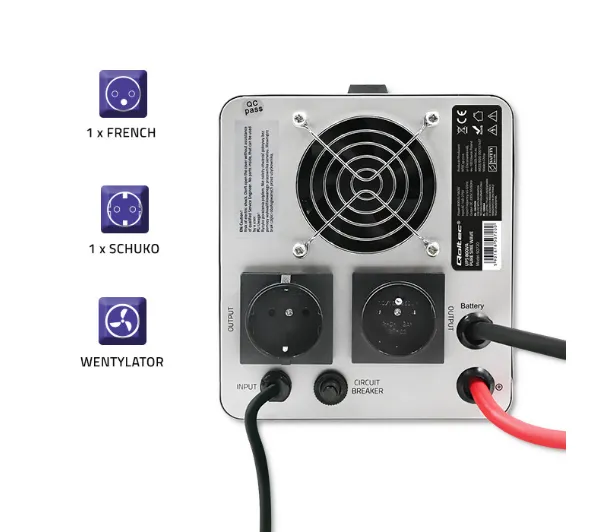 Qoltec 50720 800VA/560W Przetwornica 12/230V z AVR - Kup na Raty - RRSO 0%