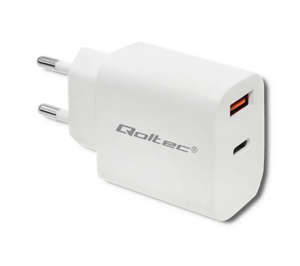 Qoltec 51714 USB-A USB-C 18W Biały