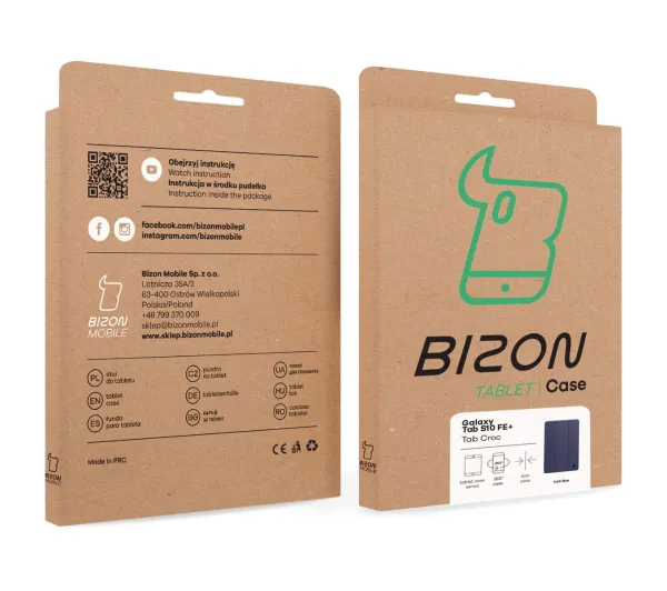 Bizon Case Tab Croc z klapką do Samsung Galaxy Tab S10 FE Plus Granatowy