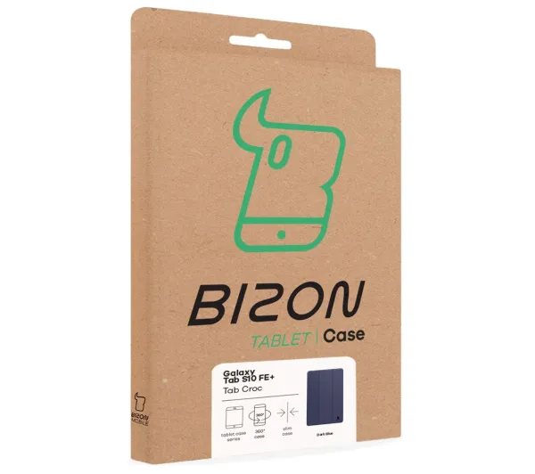 Bizon Case Tab Croc z klapką do Samsung Galaxy Tab S10 FE Plus Granatowy