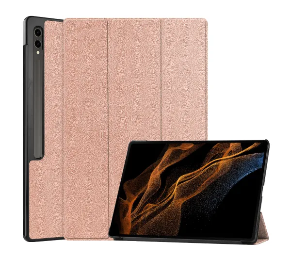 Bizon Case Tab Croc z klapką Samsung Galaxy Tab S10 FE Plus Różowozłoty