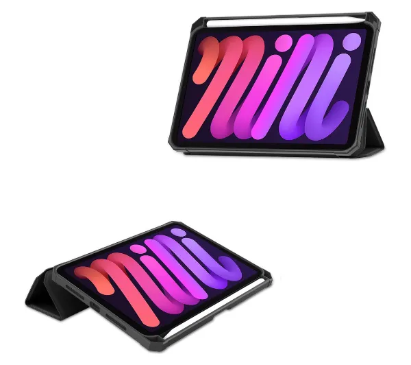 Bizon Case Tab Lizard z klapką do do iPad Mini 7 2024 / 6 2021 Czarny