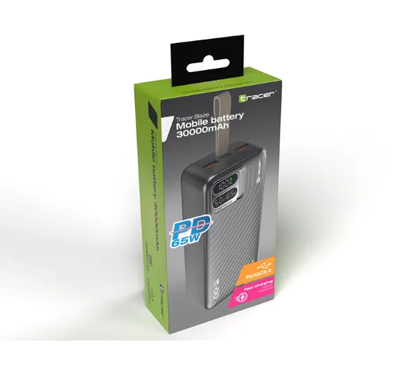 Tracer Blaze 30000mAh QC PD 65W Czarny