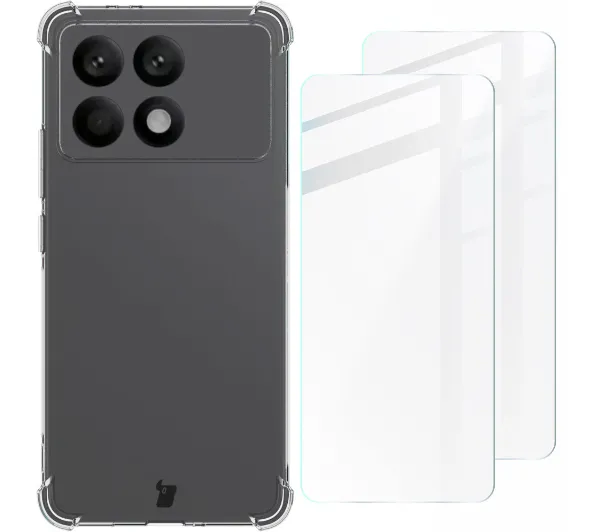 Bizon elastyczne etui + 2x szkło hartowane Clear Pack do Xiaomi Poco F6 Pro