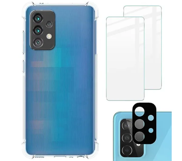 Bizon elastyczne etui + 2x szkło hartowane + szkło na aparat Clear Pack do Samsung Galaxy A52s / A52 5G / A52 4G