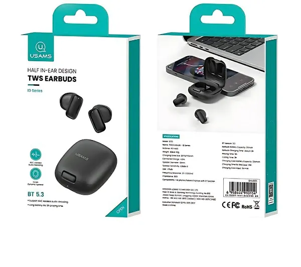 USAMS ID25 Series TWS Douszne Bluetooth 5.3 Niebieski
