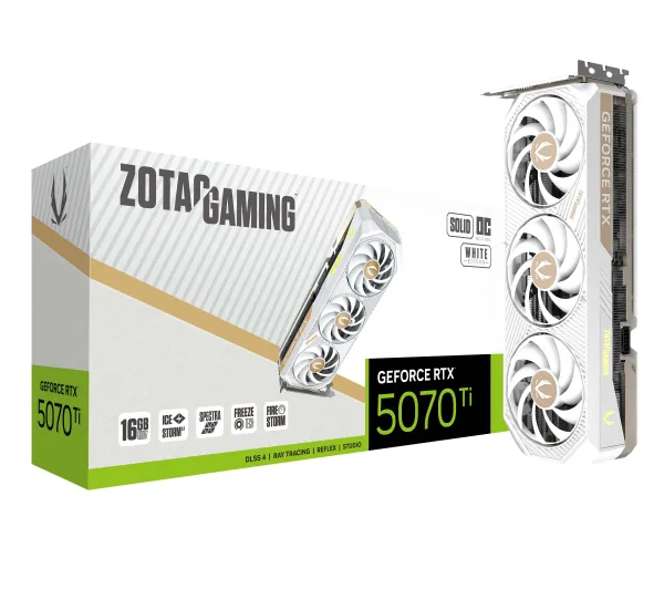 Zotac Gaming GeForce RTX 5070 Ti SOLID CORE OC White Edition 16GB GDDR7 256bit DLSS 4