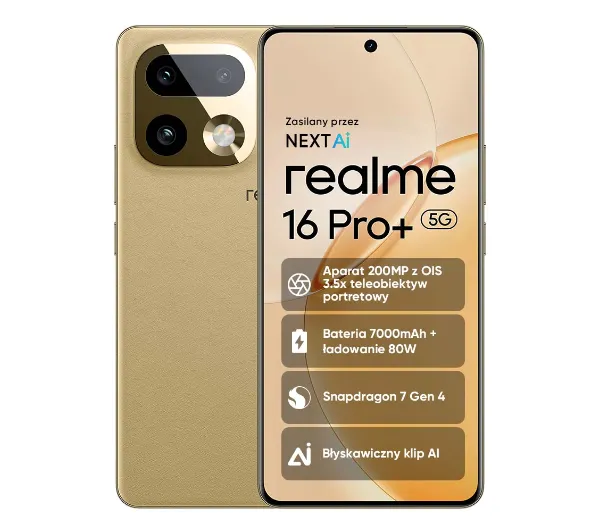 realme 16 Pro+ 5G 12/512GB 6,8" 144Hz 200Mpix Złoty