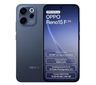 OPPO Reno15F 5G 8/256GB 6,57" 120Hz 50Mpix Granatowy - ⚡ BESTSELLERY ⚡ - Kup na Raty - RRSO 0%