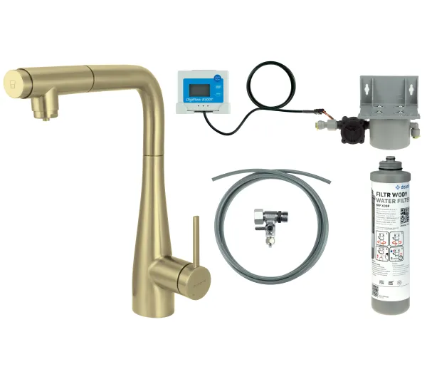 Baterie kuchenne - Deante Eridan BREFR75M Złoty Stal szlachetna